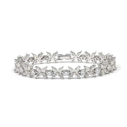 سوار فلورا موزونايت فضه مطلي روديوم – Flora Moissanite Bracelet