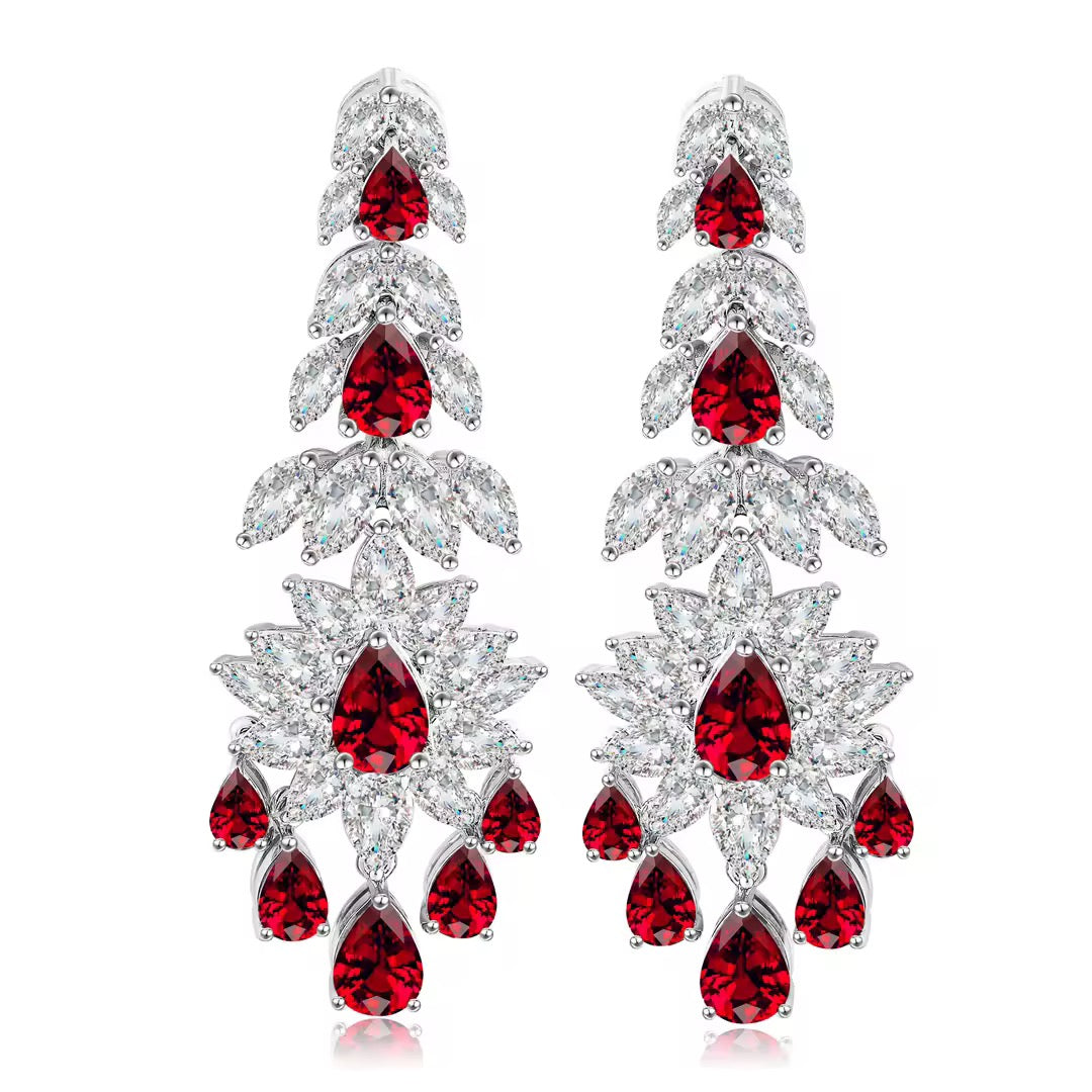 أقراط موزو الملكية بالياقوت - MOZO Royal Ruby drops