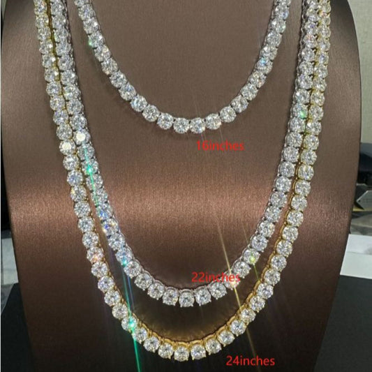 6.5mm سلسال تنس فضه مطلي بالروديوم مرصع بالموزونايت
